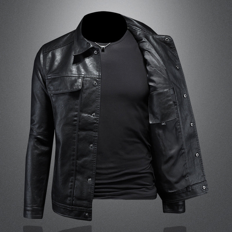 Lederjacke | Kunstleder | Button-Up | Herren Lederjacke | Bikerjacke