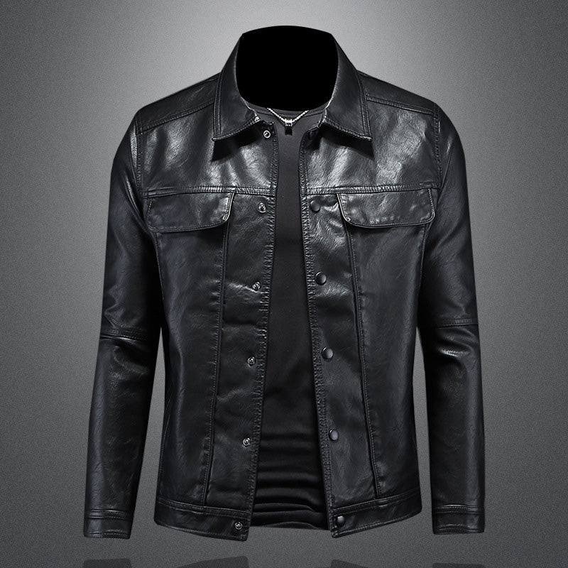 Lederjacke | Kunstleder | Button-Up | Herren Lederjacke | Bikerjacke