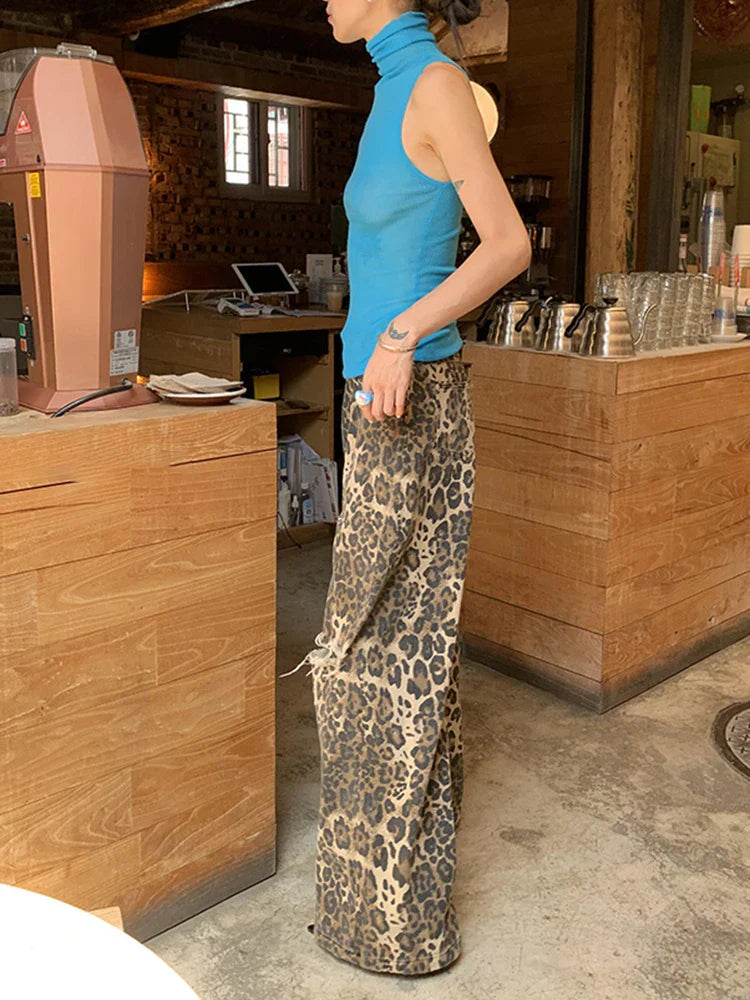 Bronagh - Leoparddruck Weite Jeans