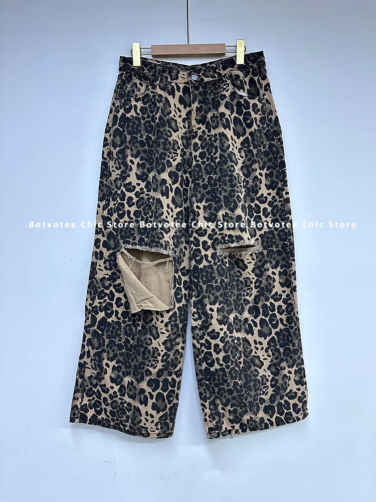 Bronagh - Leoparddruck Weite Jeans