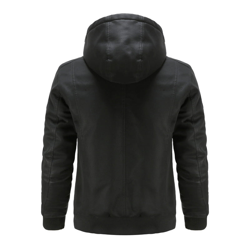 Liam – Lederjacke mit Kapuze