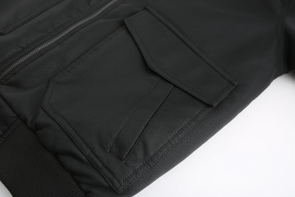 Liam – Lederjacke mit Kapuze