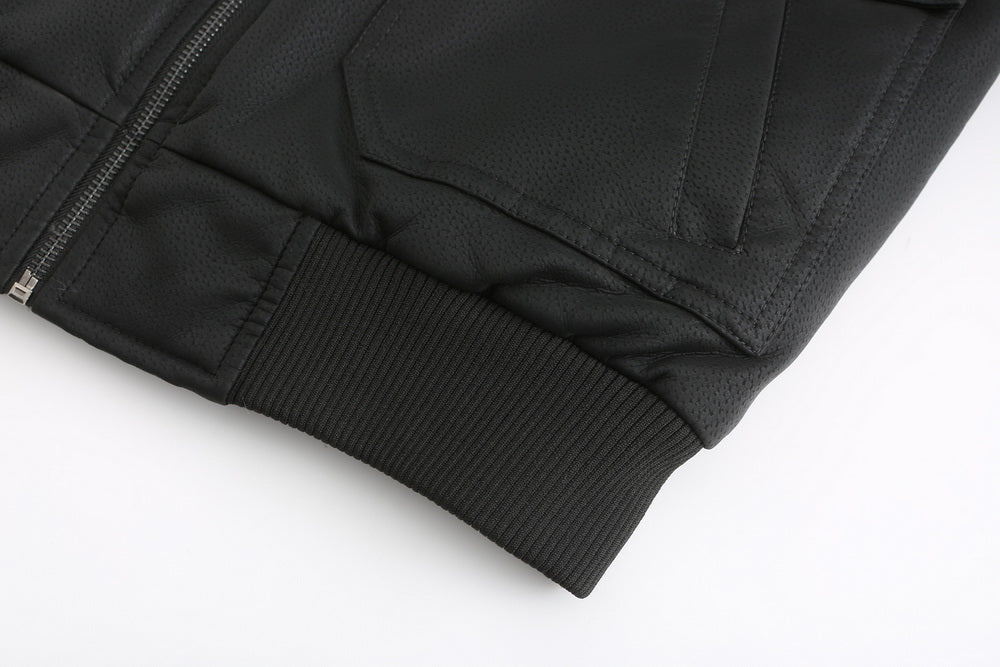 Liam – Lederjacke mit Kapuze
