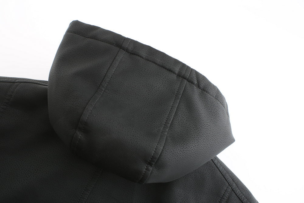 Liam – Lederjacke mit Kapuze