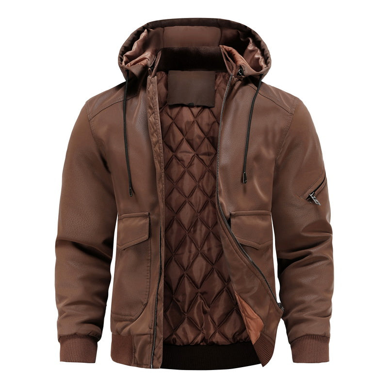Liam – Lederjacke mit Kapuze