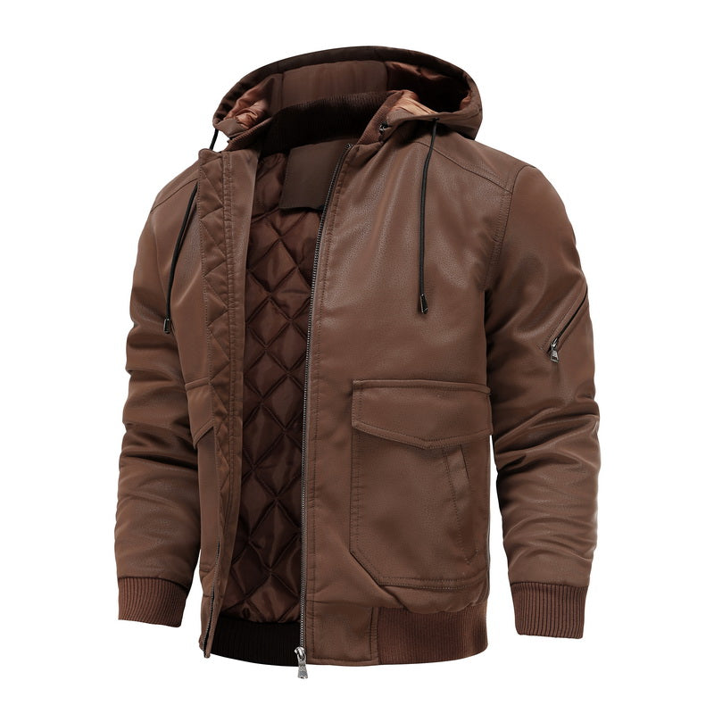 Liam – Lederjacke mit Kapuze