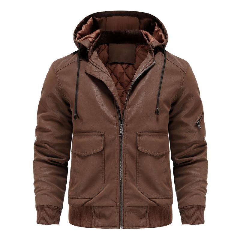 Liam – Lederjacke mit Kapuze