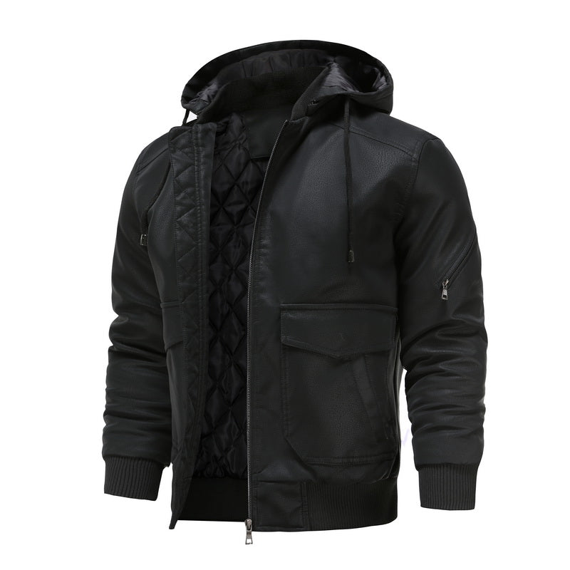 Liam – Lederjacke mit Kapuze