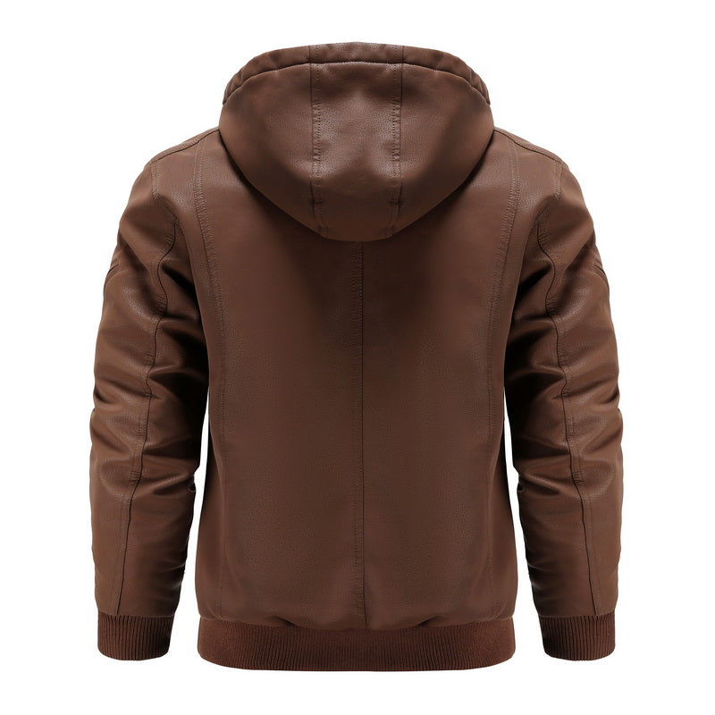 Liam – Lederjacke mit Kapuze