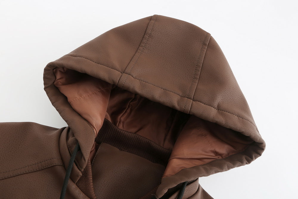 Liam – Lederjacke mit Kapuze