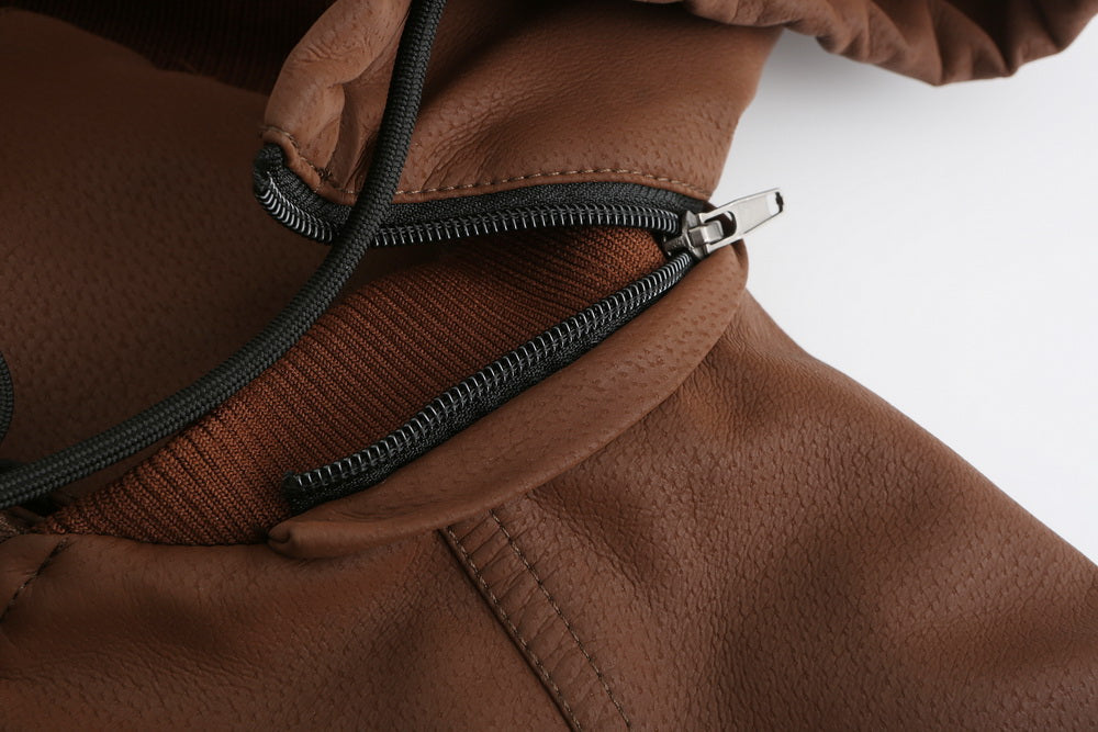 Liam – Lederjacke mit Kapuze