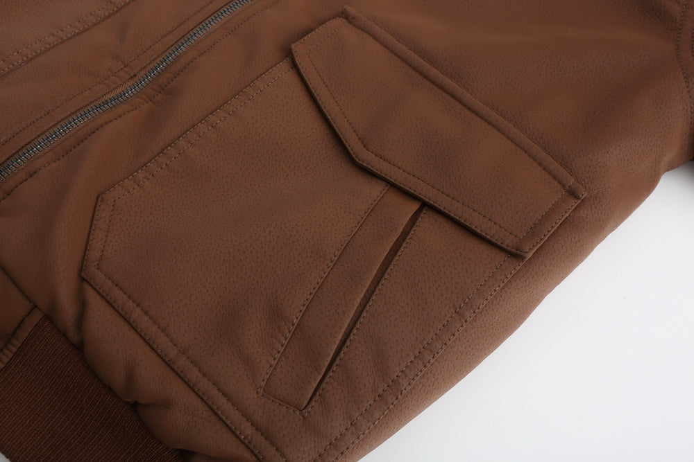 Liam – Lederjacke mit Kapuze