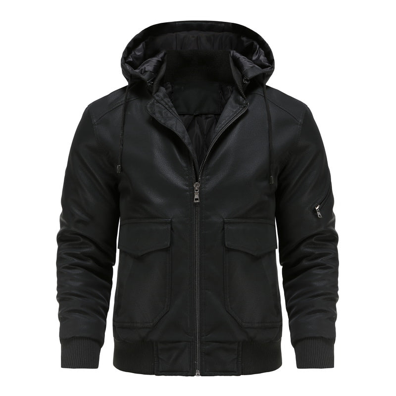 Liam – Lederjacke mit Kapuze
