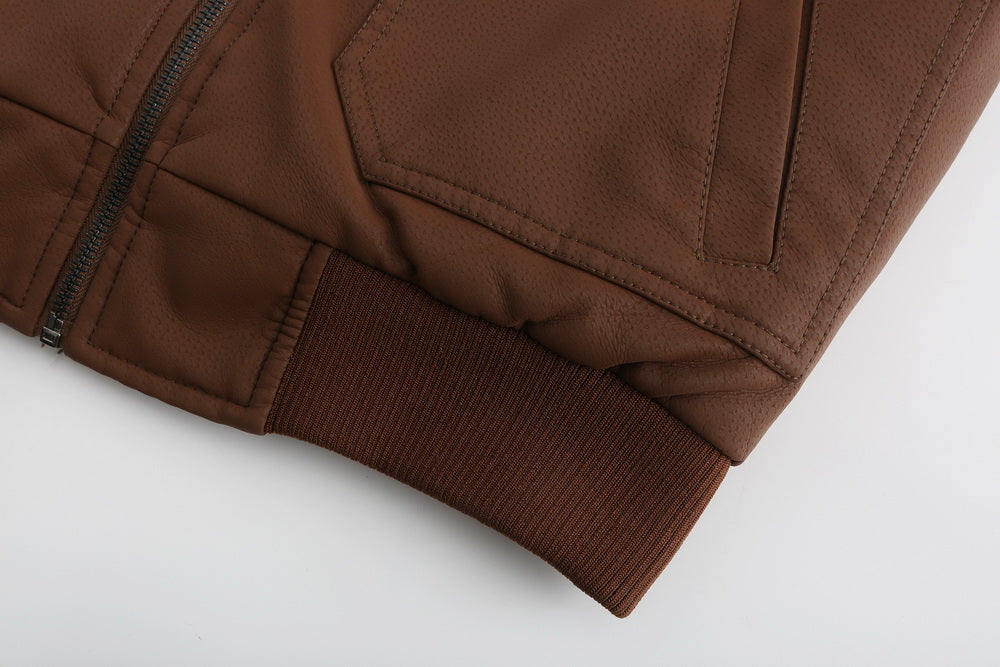 Liam – Lederjacke mit Kapuze