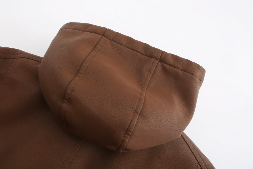 Liam – Lederjacke mit Kapuze