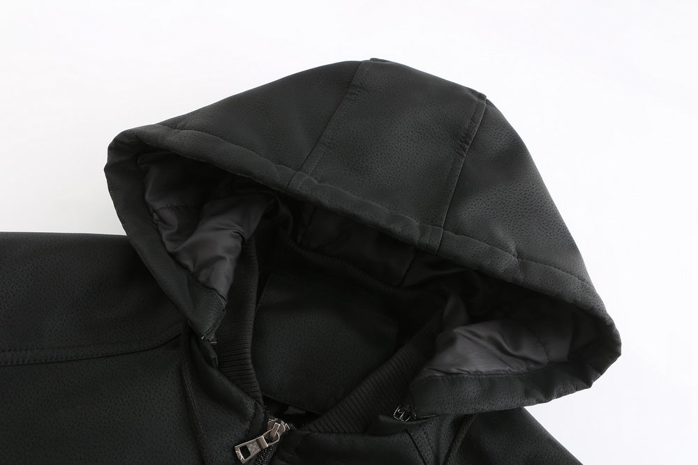 Liam – Lederjacke mit Kapuze