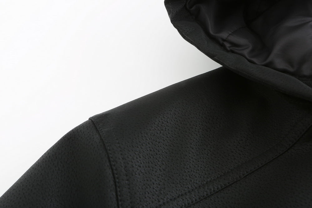 Liam – Lederjacke mit Kapuze