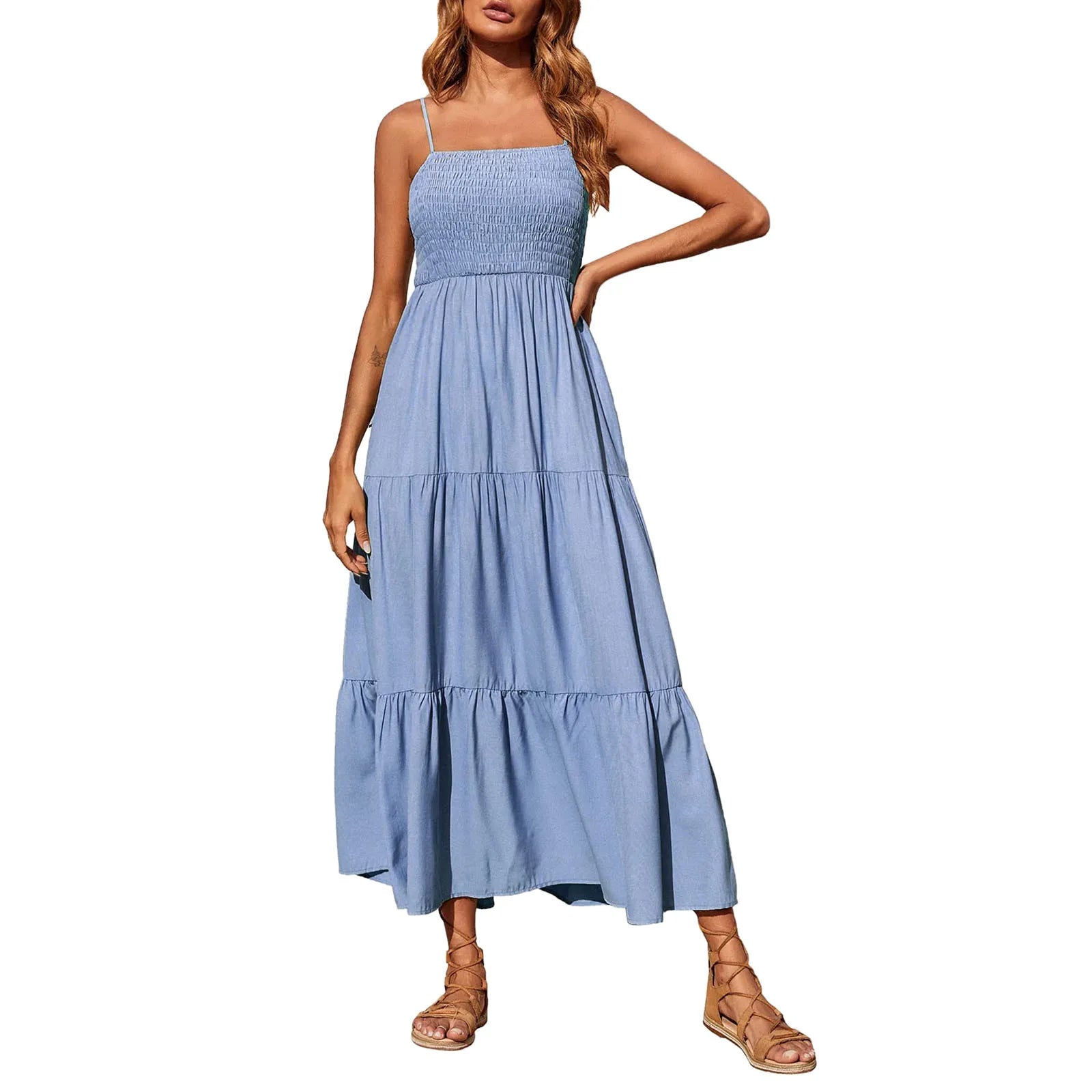 Lillymoda | Charlee - Gesmoktes Maxikleid im Lagenlook