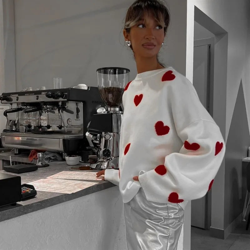 Lillymoda | Emmalyn - Gesticktes Herz Pullover Gestrickt