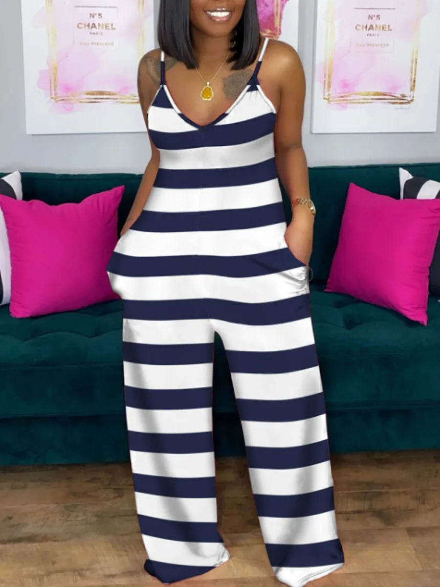 Janel - Plus Size Bedruckter Jumpsuit mit Taschendesign