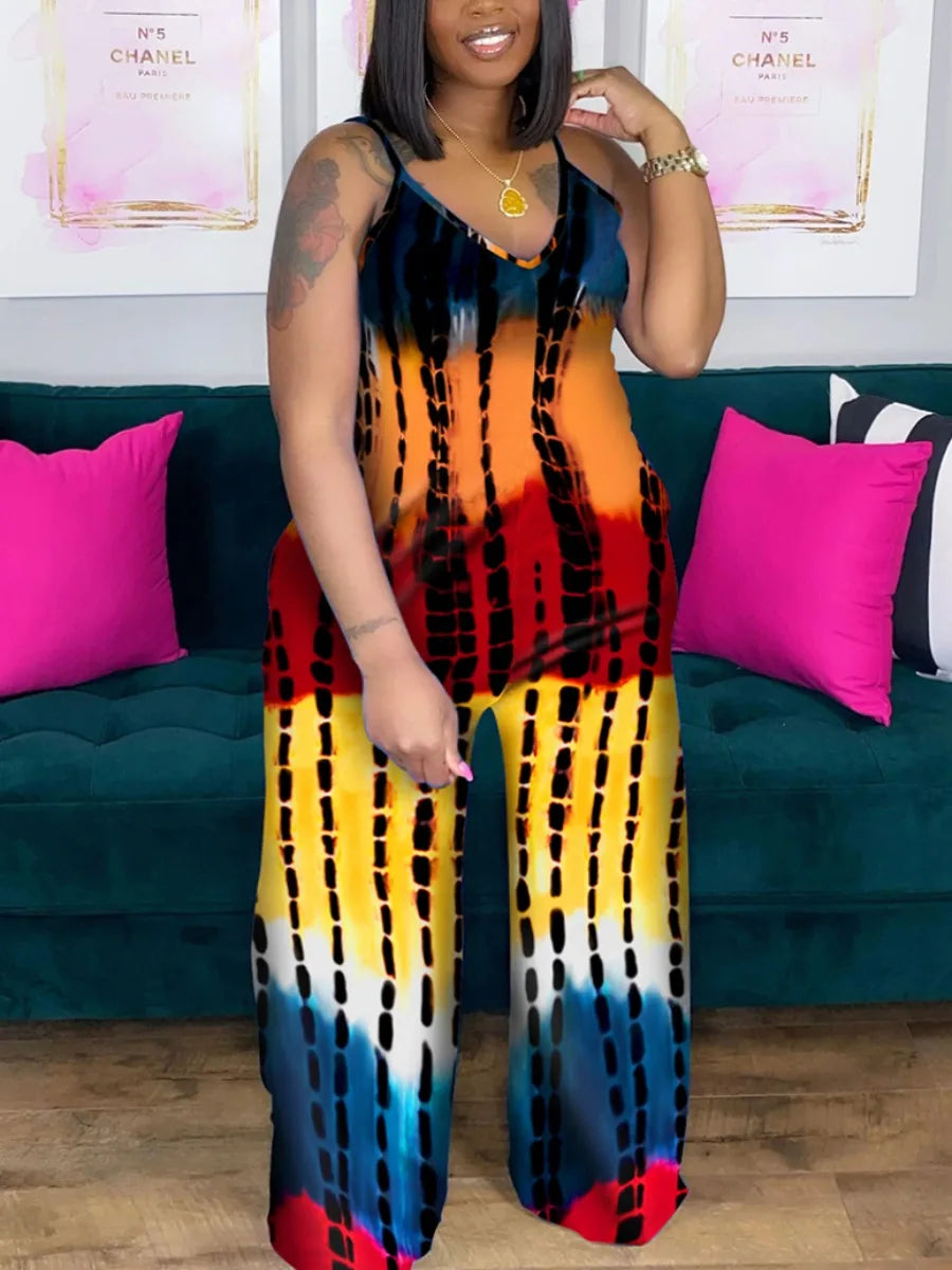 Janel - Plus Size Bedruckter Jumpsuit mit Taschendesign