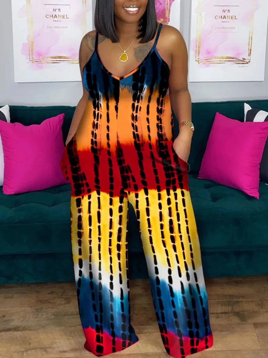 Janel - Plus Size Bedruckter Jumpsuit mit Taschendesign
