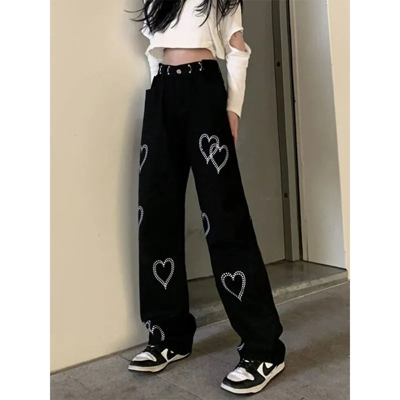 Courtney - Lässige High-Waist-Jeans mit Herzmuster