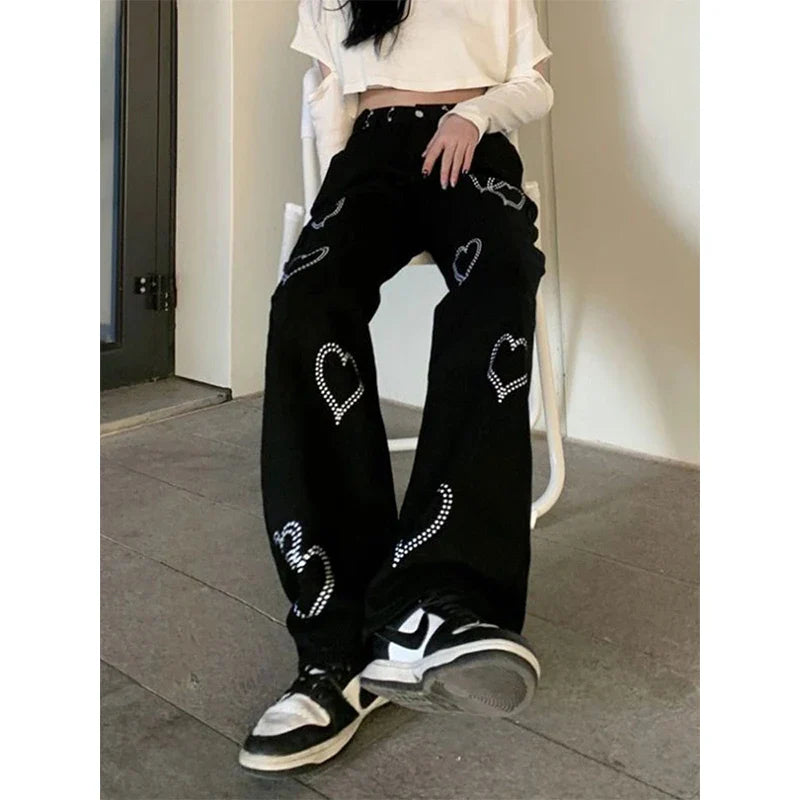 Courtney - Lässige High-Waist-Jeans mit Herzmuster