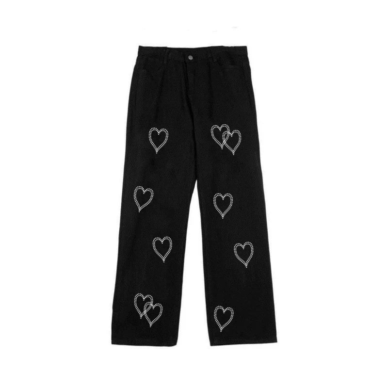 Courtney - Lässige High-Waist-Jeans mit Herzmuster