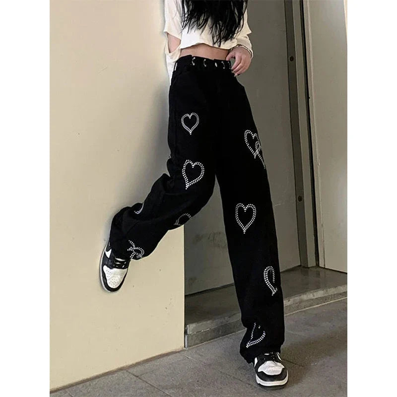 Courtney - Lässige High-Waist-Jeans mit Herzmuster