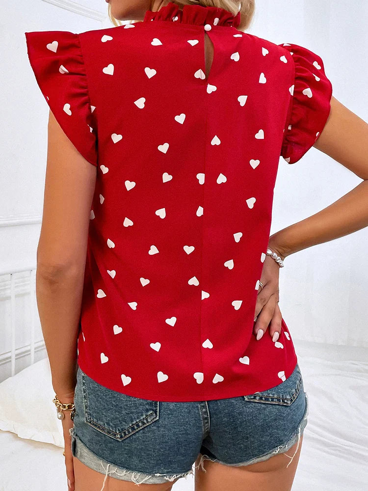Tracey - Chiffon Bluse mit Rüschen und Kurzarm