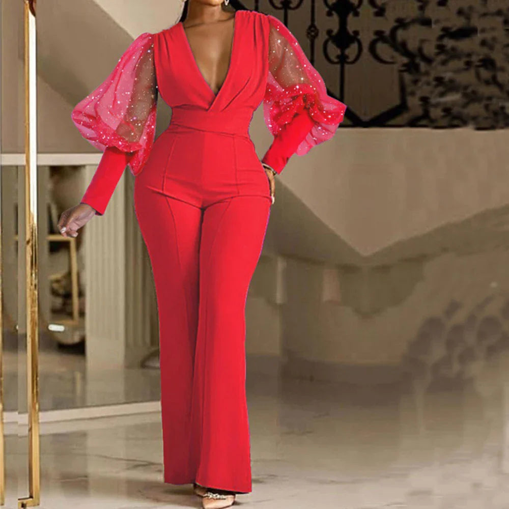Xianne - Jumpsuit mit Glitzer und weitem Bein