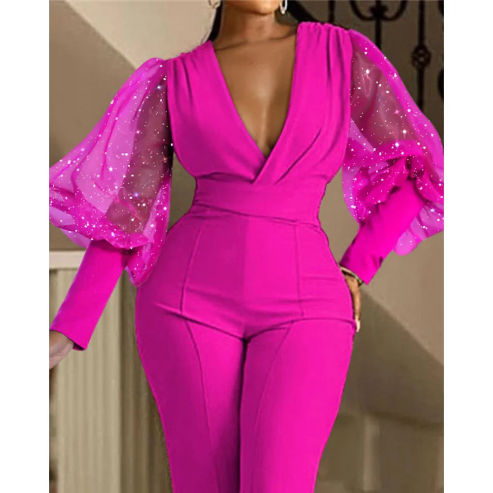 Xianne - Jumpsuit mit Glitzer und weitem Bein