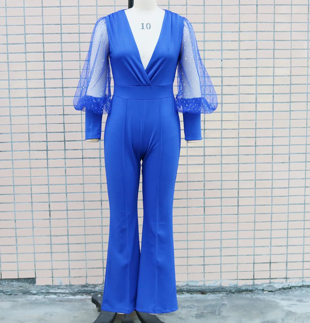 Xianne - Jumpsuit mit Glitzer und weitem Bein