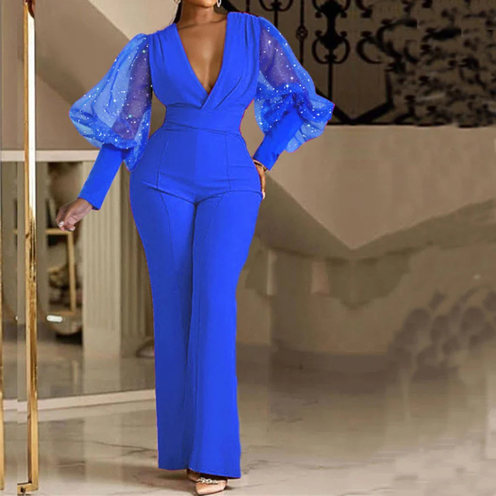 Xianne - Jumpsuit mit Glitzer und weitem Bein
