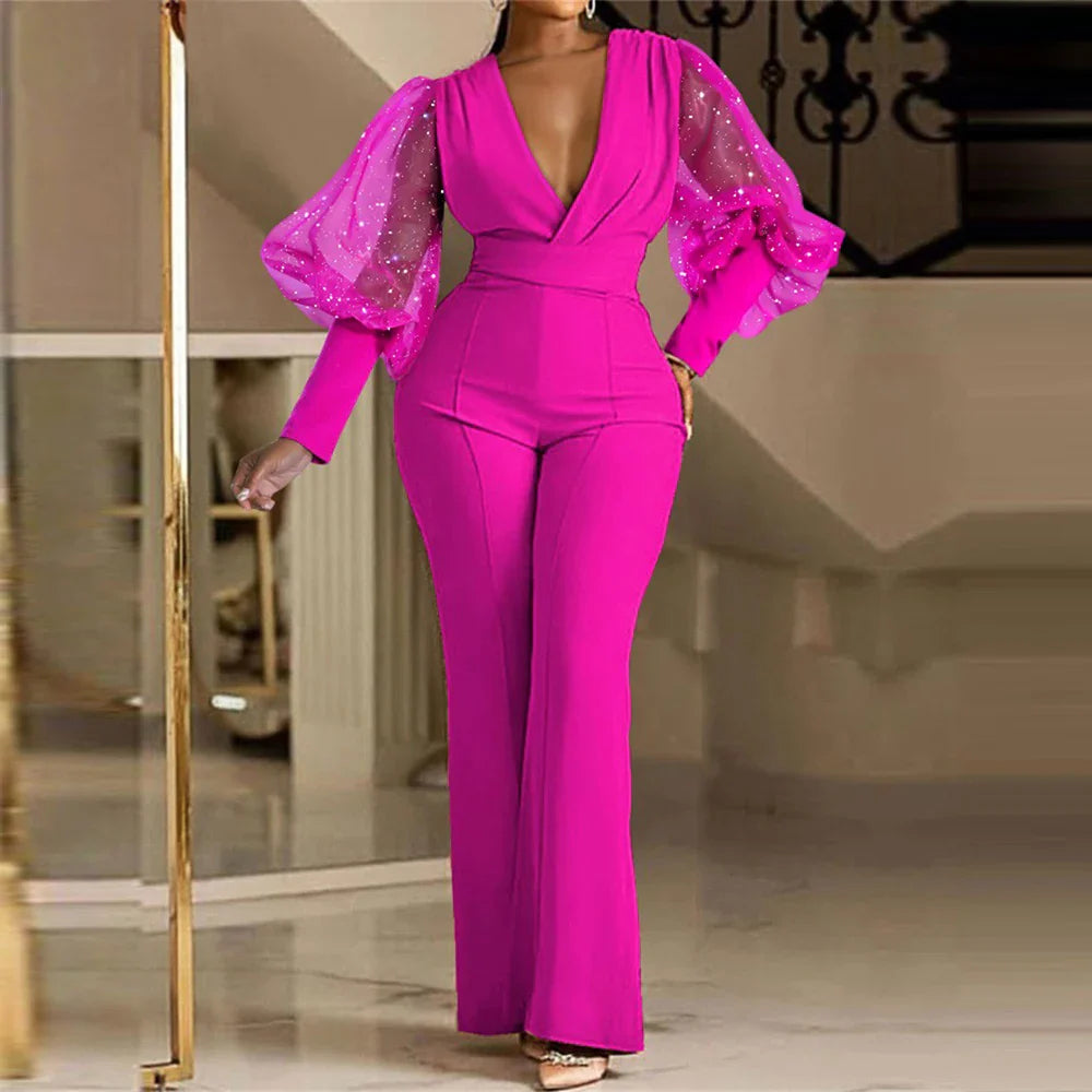 Xianne - Jumpsuit mit Glitzer und weitem Bein