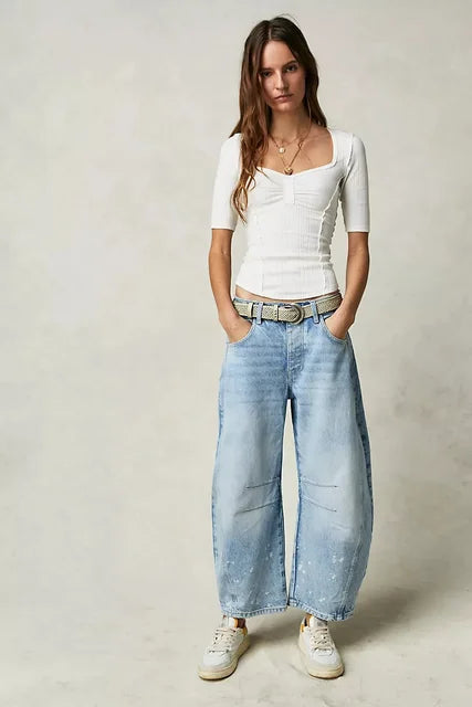 Weit geschnittene, lässige Denim-Hose