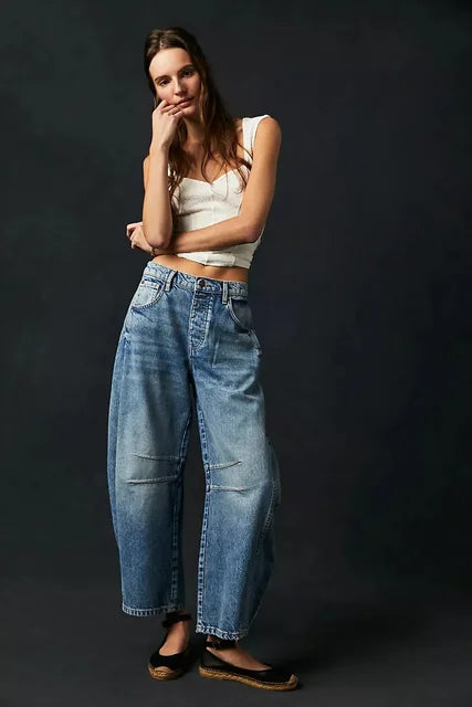 Weit geschnittene, lässige Denim-Hose