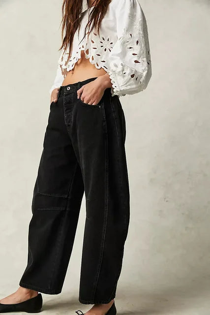 Weit geschnittene, lässige Denim-Hose