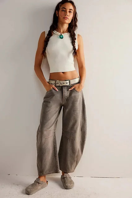 Weit geschnittene, lässige Denim-Hose
