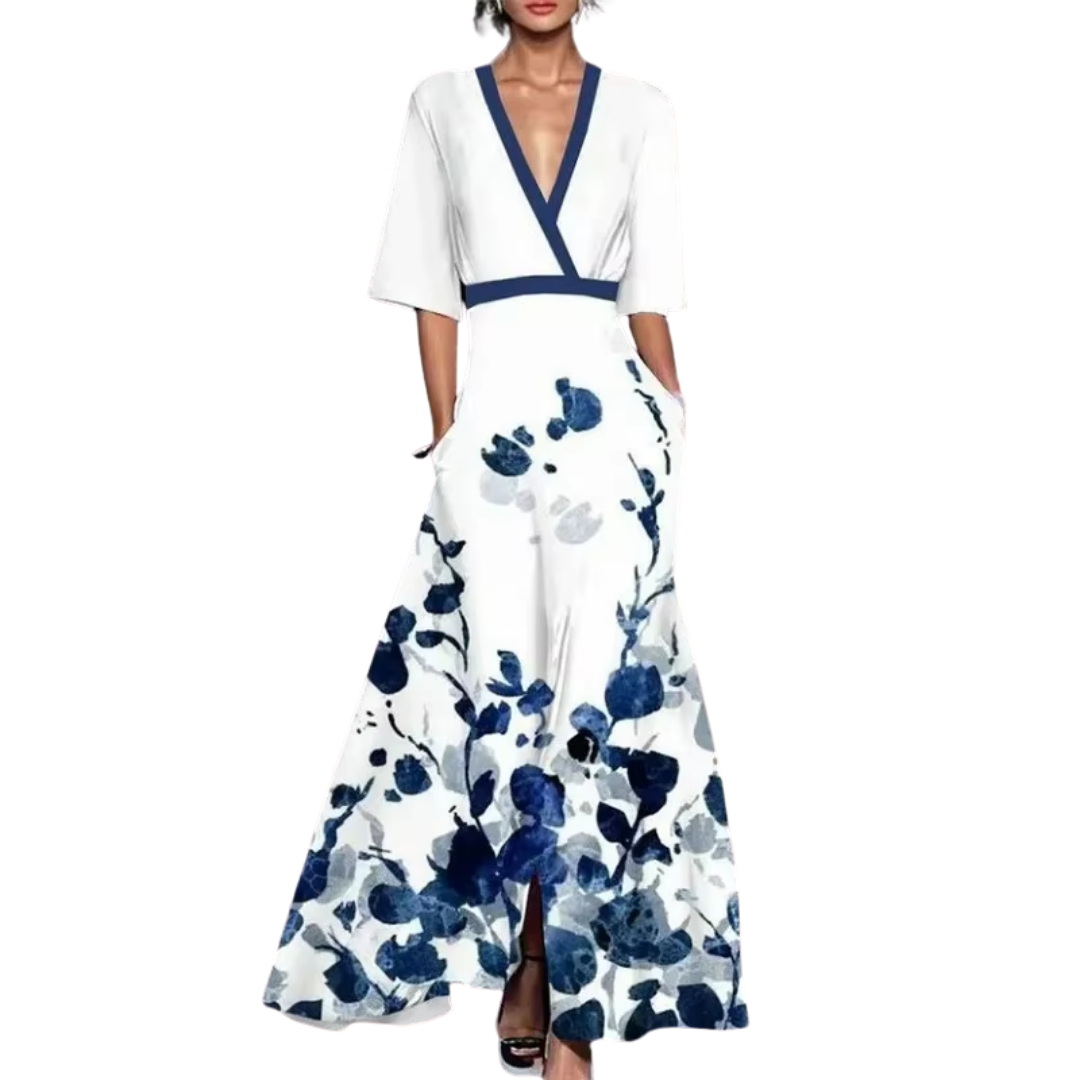 Blumenkleid Frühling elegant mit Gürtel – Lea