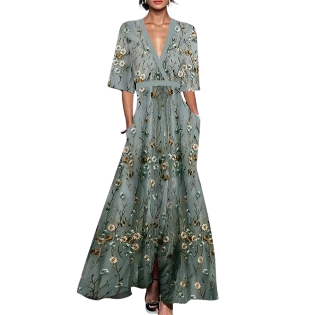 Blumenkleid Frühling elegant mit Gürtel – Lea
