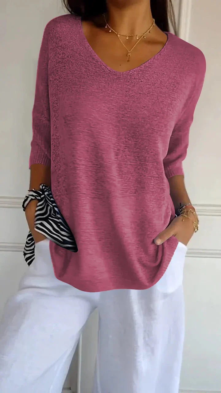 Caitlyn - Chic V-Ausschnitt Pullover: Weiche Mischung, Komfort fur Alle Jahreszeiten