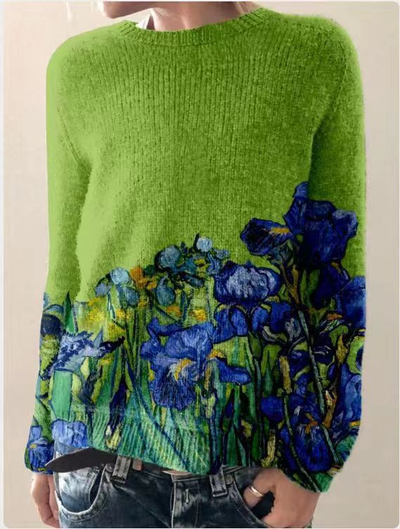 Karoline - Damen-Strickpullover mit 3D-Blumendruck