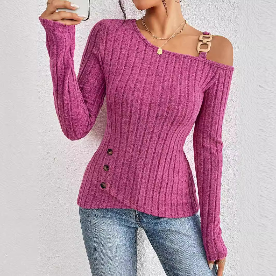 Schulterfreies Damen-Top - kühner asymmetrischer Saum