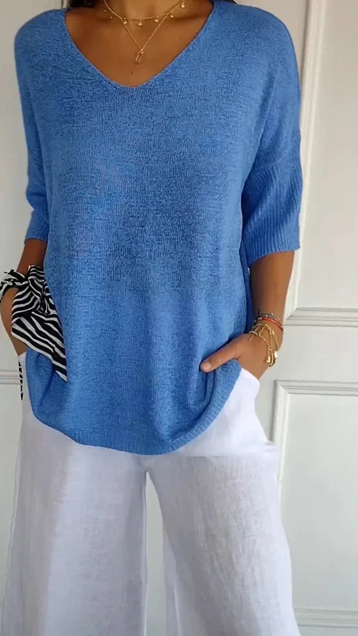 Caitlyn - Chic V-Ausschnitt Pullover: Weiche Mischung, Komfort fur Alle Jahreszeiten