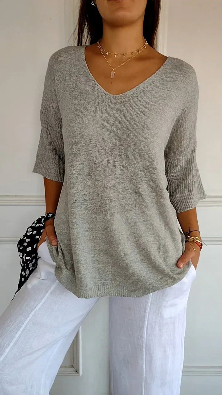Caitlyn - Chic V-Ausschnitt Pullover: Weiche Mischung, Komfort fur Alle Jahreszeiten