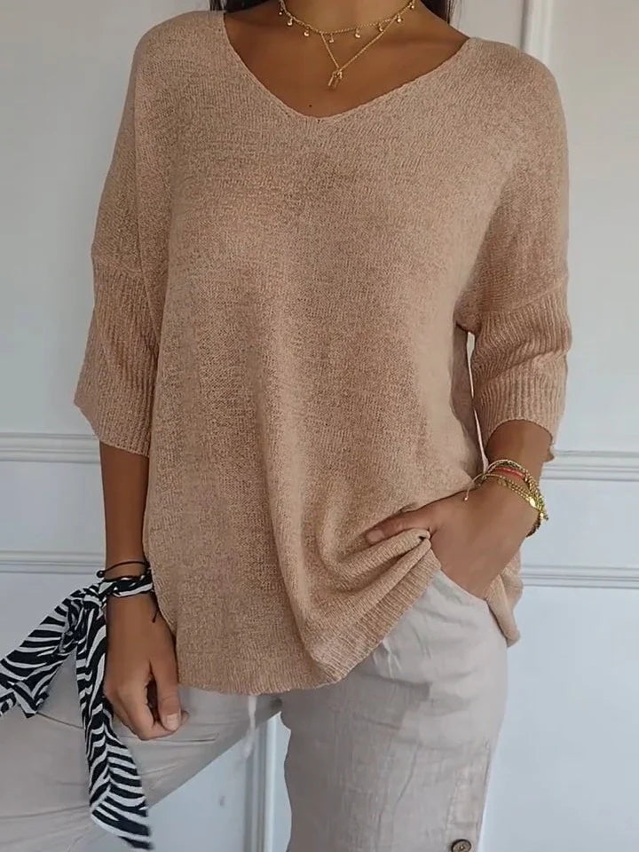 Caitlyn - Chic V-Ausschnitt Pullover: Weiche Mischung, Komfort fur Alle Jahreszeiten