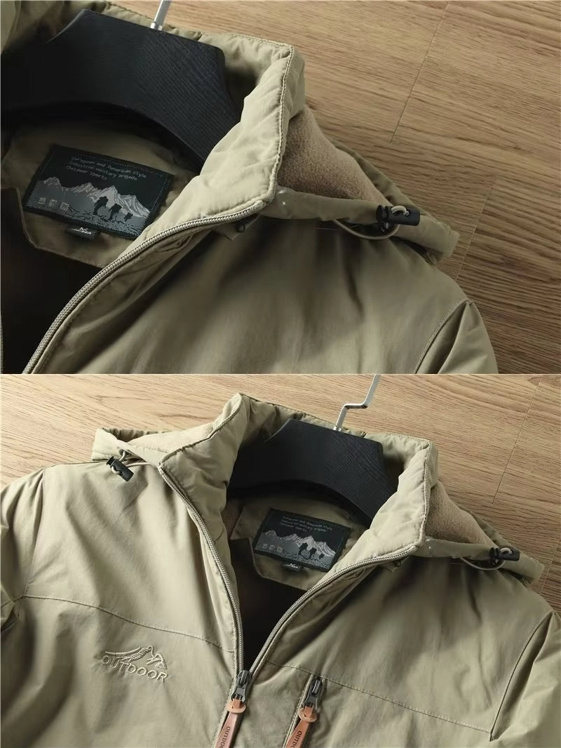 Parka-Jacke – mit Kapuze – mit Fleece gefüttert – Outdoor-Jacke – Winterjacke für Herren