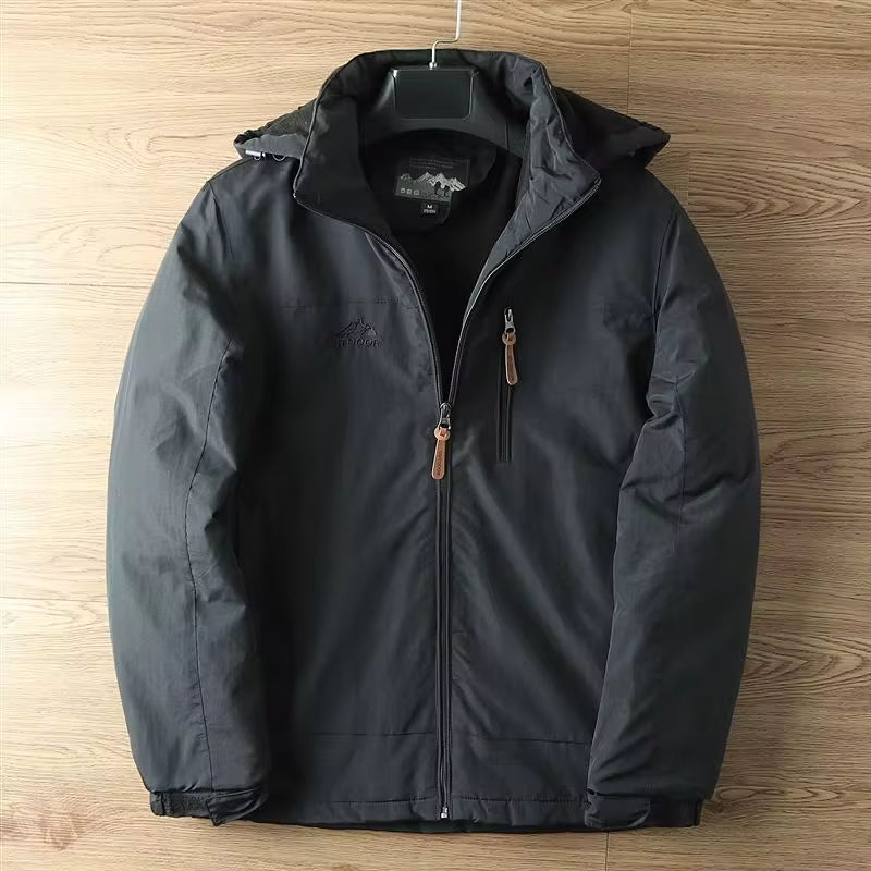 Parka-Jacke – mit Kapuze – mit Fleece gefüttert – Outdoor-Jacke – Winterjacke für Herren